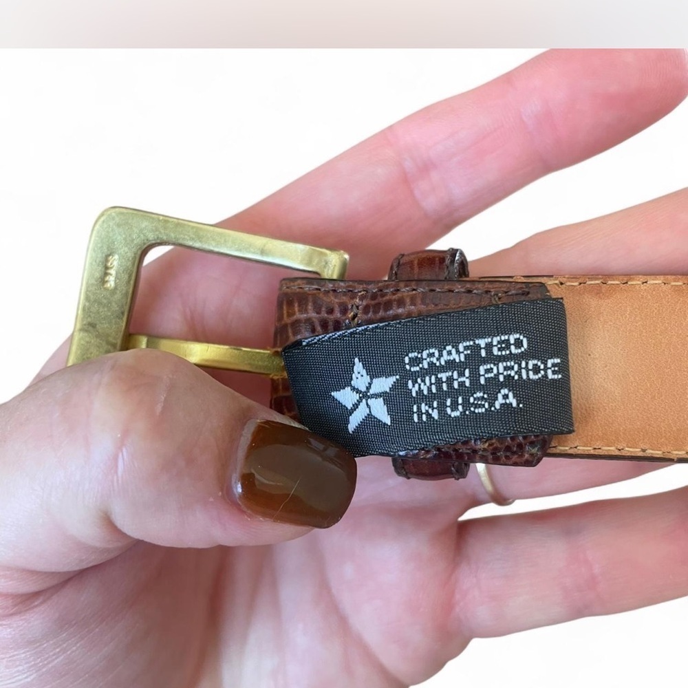 Brown Leather |Brighton| Belt with Alligator Embossed Pattern Size 36 - Picture 3 of 6